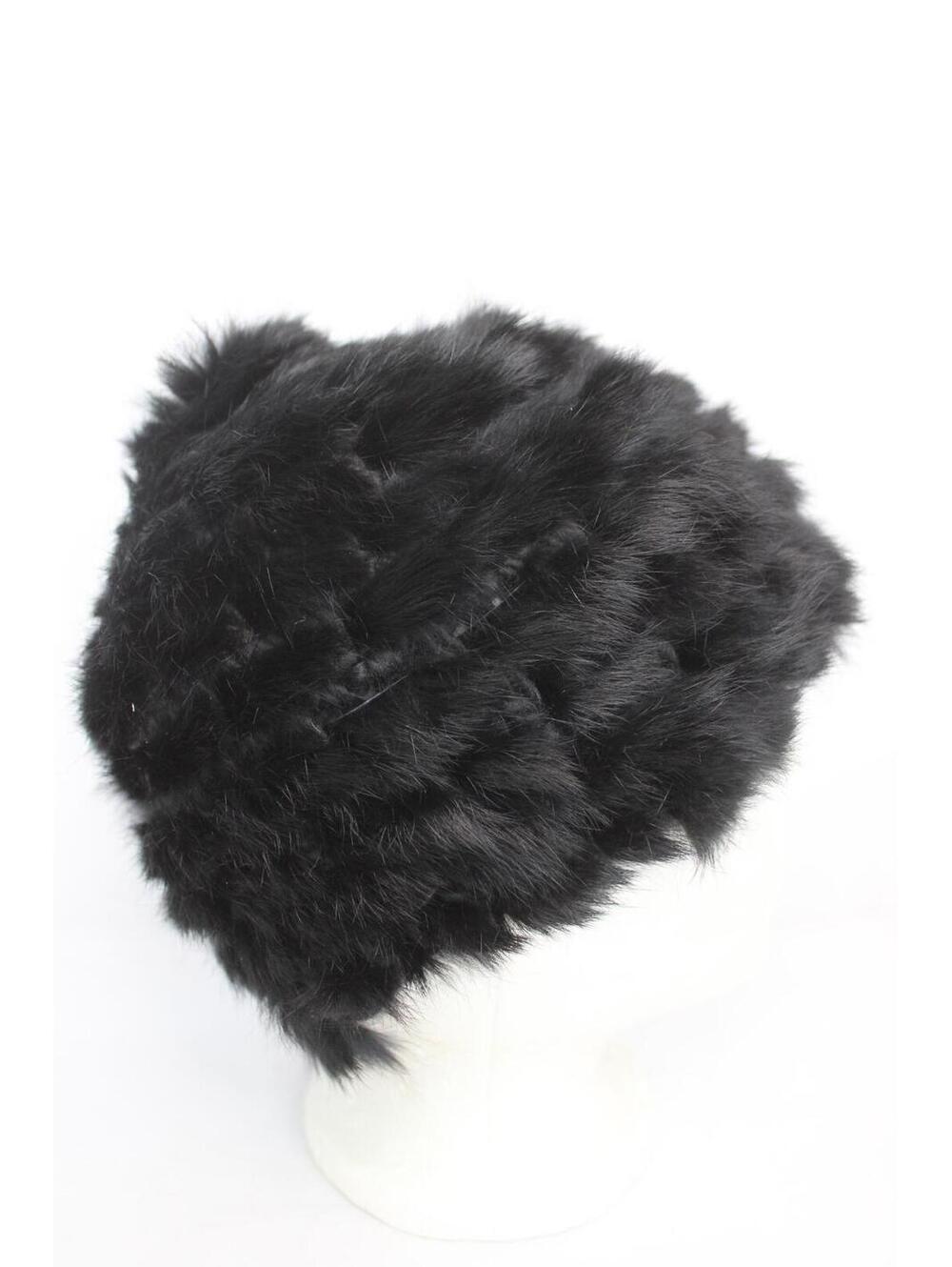 Scrap Item: Black Rabbit Fur Knitted Hat Arts & Crafts - Picture 5 of 6
